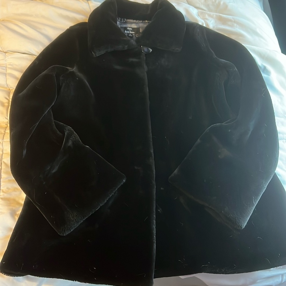 Dennis Basso Faux Black Fur jacket